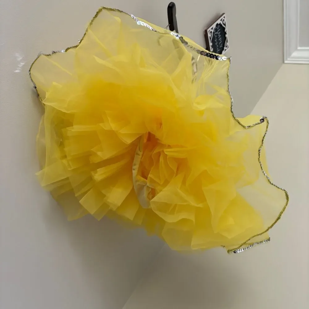 WOLFF Fording Dancewear Yellow Velvet Halter Tap Ballet Tutu Dance Costume SC